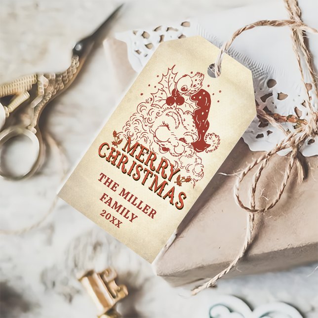 Retro Santa Claus Christmas Party Favor Gift Tags (Creator Uploaded)