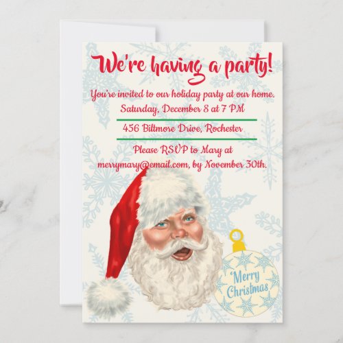 Retro Santa Claus Christmas Party Invitation