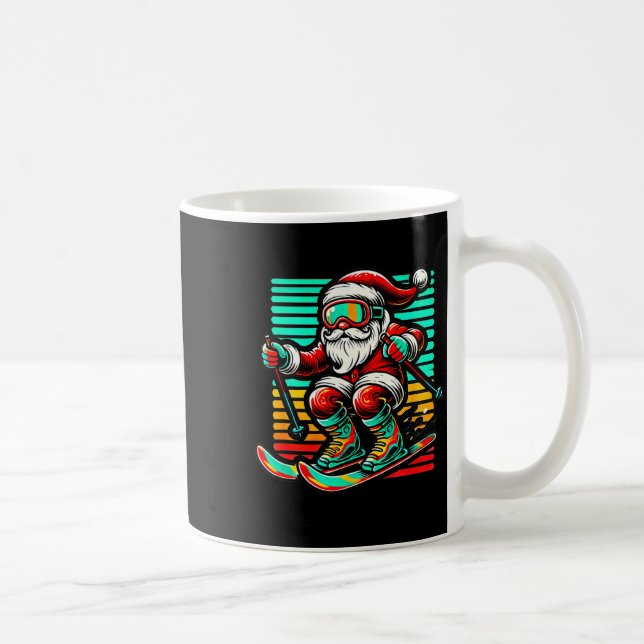 Retro santa claus - christmas skiing  coffee mug (Right)