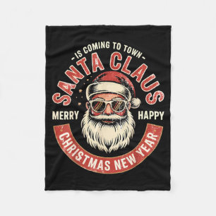 Retro Santa Claus Christmas Vintage Holiday For Ev Fleece Blanket