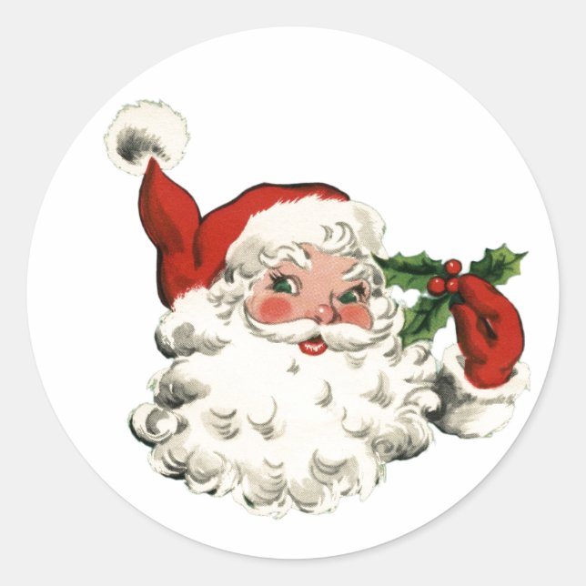 RETRO Santa Claus Classic Round Sticker (Front)