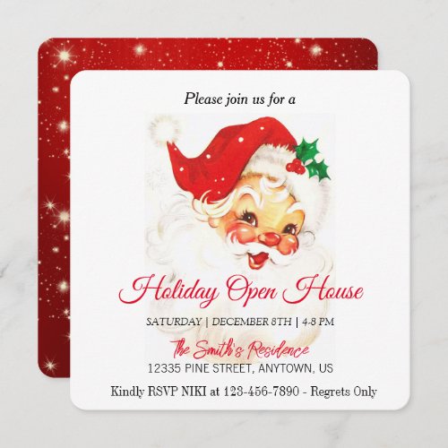 Retro Santa Claus for your celebration open house Holiday Card