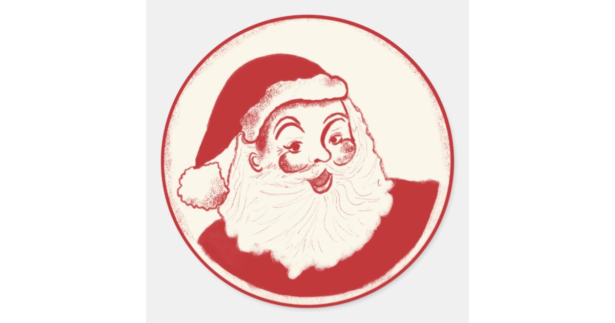 Retro Santa Claus illustration Christmas sticker | Zazzle