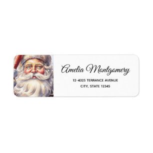 Retro Santa Claus in a Red Hat Christmas Address Label