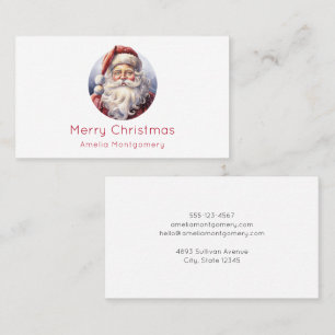 Retro Santa Claus in a Red Hat Christmas Business Card