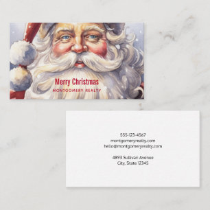 Retro Santa Claus in a Red Hat Christmas Business Card