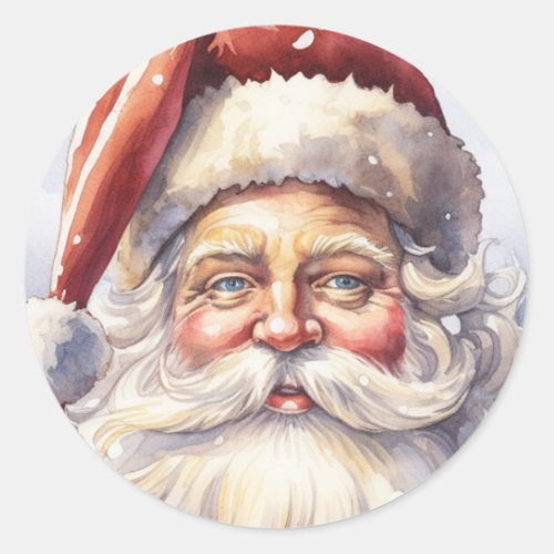 Retro Santa Claus in a Red Hat Christmas Classic Round Sticker