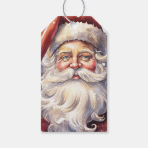 Retro Santa Claus in a Red Hat Christmas Gift Tags
