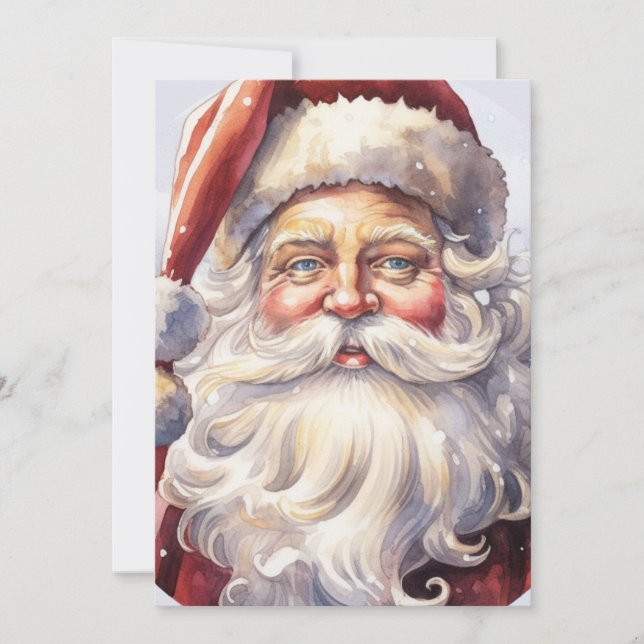 Retro Santa Claus in a Red Hat Christmas Invitation (Front)