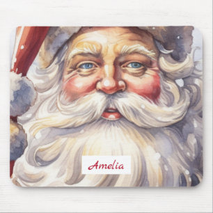 Retro Santa Claus in a Red Hat Christmas Mouse Pad