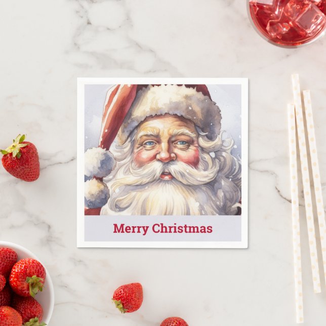 Retro Santa Claus in a Red Hat Christmas Napkins (Insitu)