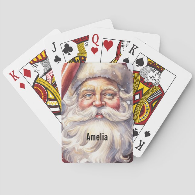 Retro Santa Claus in a Red Hat Christmas Poker Cards (Back)