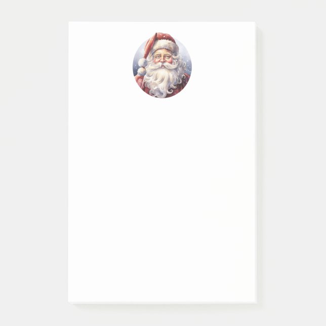 Retro Santa Claus in a Red Hat Christmas Post-it Notes (Front)