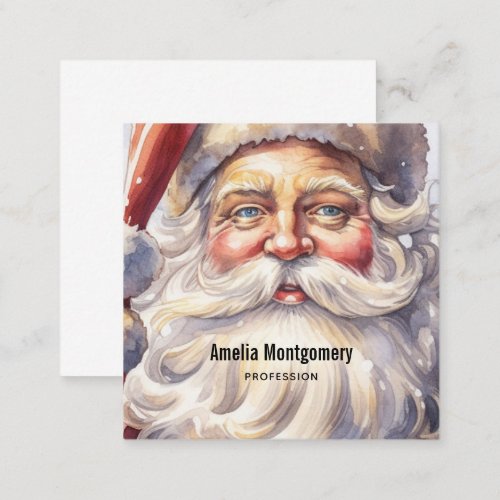 Retro Santa Claus in a Red Hat Christmas Square Business Card