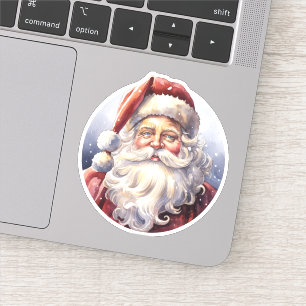 Retro Santa Claus in a Red Hat Christmas Sticker