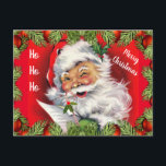 Retro Santa Claus Kids Christmas Postcard<br><div class="desc">This retro vintage style postcard will delight children because it is so cute.  Shown is a jolly Santa Claus who is holding a candy cane while he checks his list to see the names of Children who have been naughty or nice.</div>