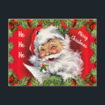 Retro Santa Claus Kids Christmas Postcard<br><div class="desc">This retro vintage style postcard will delight children because it is so cute.  Shown is a jolly Santa Claus who is holding a candy cane while he checks his list to see the names of Children who have been naughty or nice.</div>