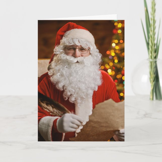 Retro Santa Claus Merry Christmas Holiday Card (Front)