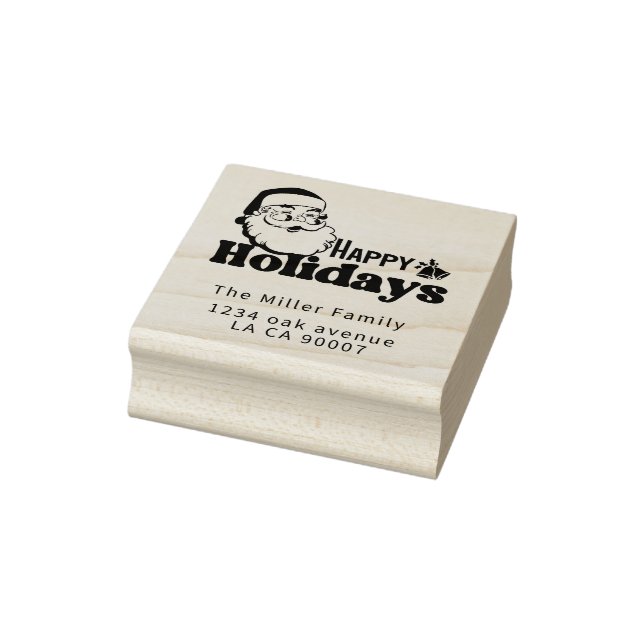 Retro Santa Claus Merry Christmas holidays Rubber Stamp (Stamp)