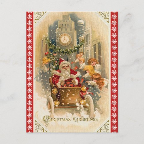 Retro Santa Claus Midnight Run Christmas Holiday Postcard