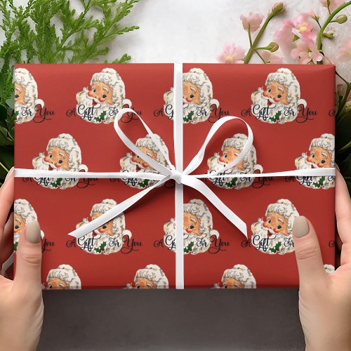 Retro Santa Claus Old Fashioned Vintage Christmas Wrapping Paper