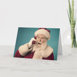 Retro Santa Claus on the telephone Holiday Card