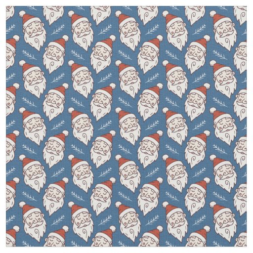Retro Santa Claus Red White and Blue Christmas Fabric