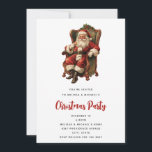 Retro Santa Claus Sitting in a Chair Christmas Invitation<br><div class="desc">Christmas party invitation with a vintage style image featuring classic Santa Claus sitting in an old-fashioned arm chair.</div>
