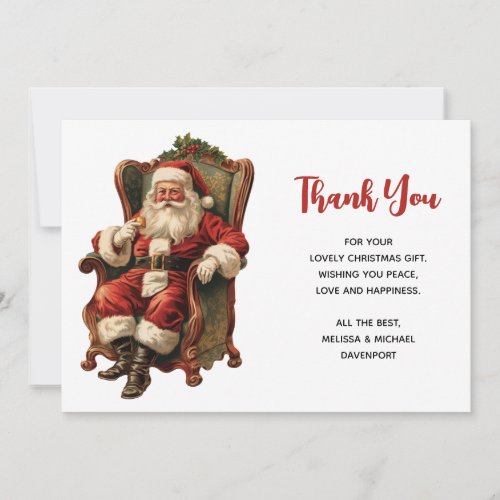 Retro Santa Claus Sitting in a Chair Christmas Thank You Card