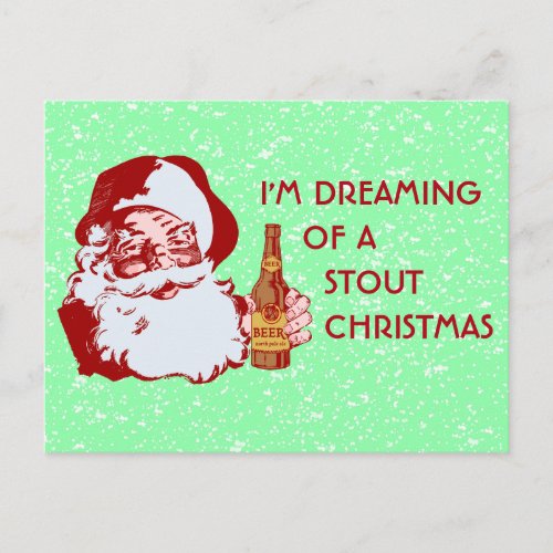 Retro Santa Claus Stout Beer Christmas Holiday Postcard