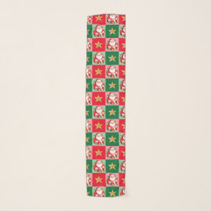 Retro Santa Claus Tartan Plaid Christmas Scarf