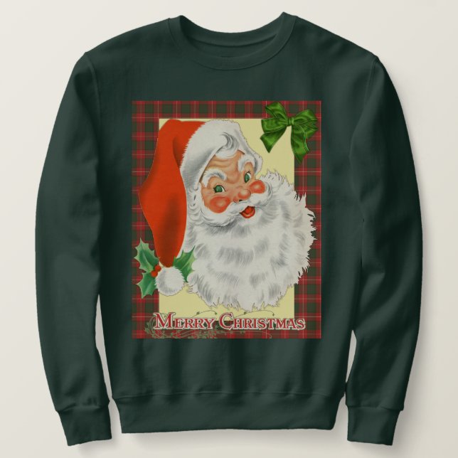 Retro Santa Claus Vintage Christmas Sweatshirt (Design Front)