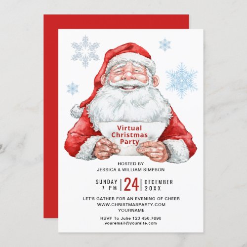 Retro Santa Claus VIRTUAL Christmas Party Invitati Invitation