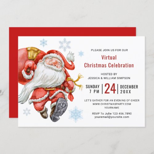 Retro Santa Claus VIRTUAL Christmas Party Invitation