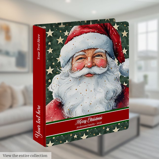 Retro Santa Claus Watercolor Recipe Binder (Retro Santa Claus Watercolor Recipe Binder)