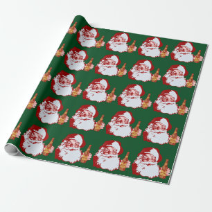 Retro Santa Claus with a Beer Christmas Funny Wrapping Paper