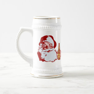 Retro Santa Claus with a Beer Christmas Stein