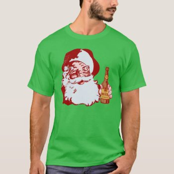 Retro Santa Claus With A Beer Christmas T-shirt by FunnyTShirtsAndMore at Zazzle