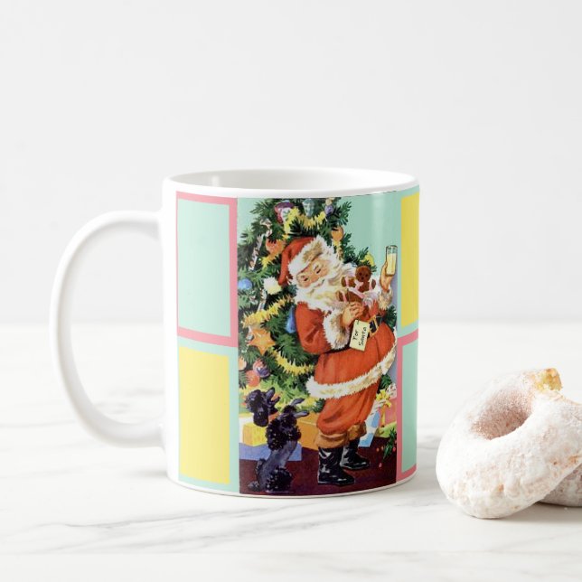 Retro Santa, Cookies and Milk, and Dancing Poodle Coffee Mug (With Donut)