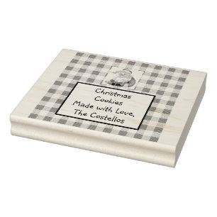 Retro Santa Cookies Made with Love Wood Art Stamp