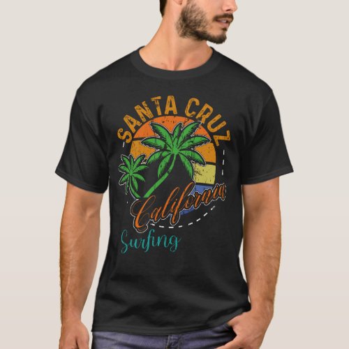 Retro Santa Cruz California Beach Sunset T_Shirt