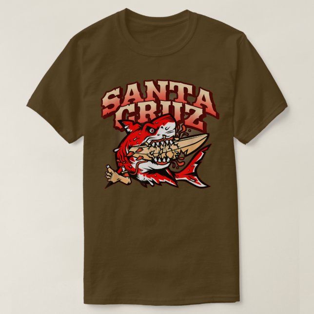 Retro Santa Cruz California Great White Shark Vs,  T-Shirt (Design Front)