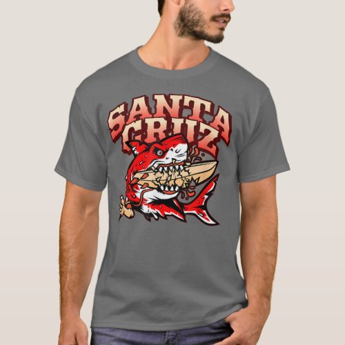 Retro Santa Cruz California Great White Shark Vs  T_Shirt