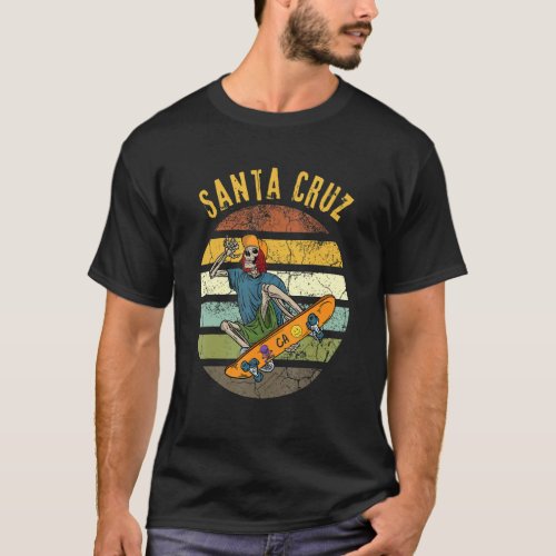 Retro Santa Cruz California Skelton Skater Skatebo T_Shirt