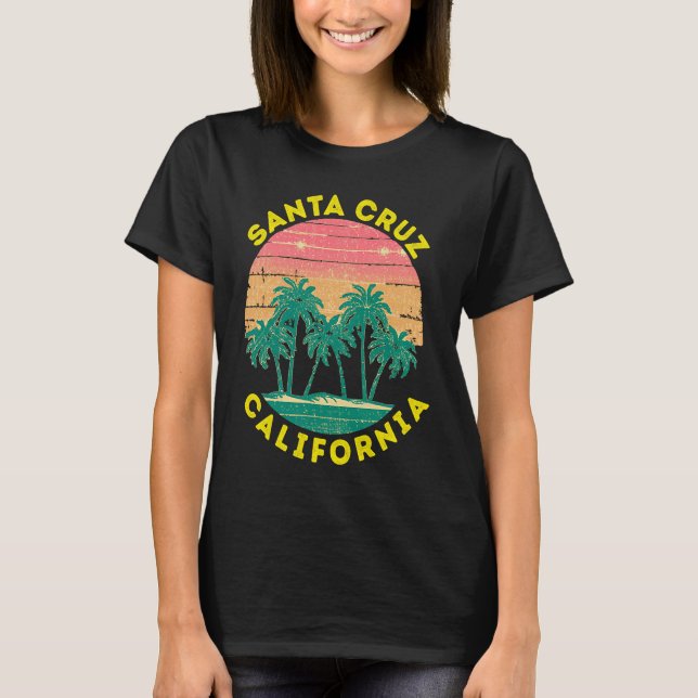 Retro Santa Cruz California Vacation Souvenir Palm T-Shirt (Front)