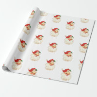 Retro Santa face Christmas wrapping paper