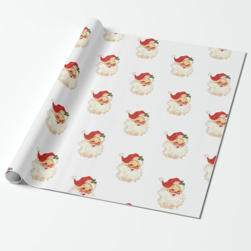 Retro Santa face Christmas wrapping paper