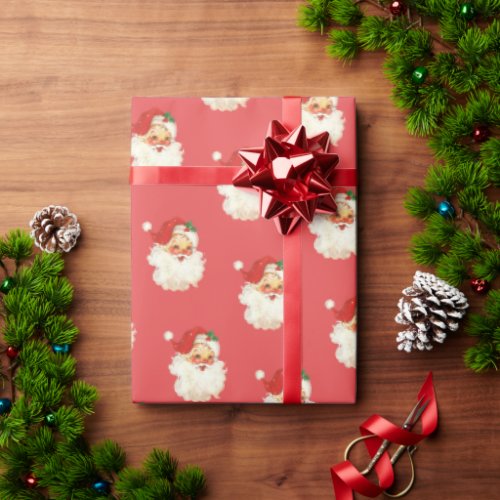 Retro Santa face Christmas wrapping paper