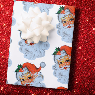 Retro Santa face Christmas Wrapping Paper Sheets