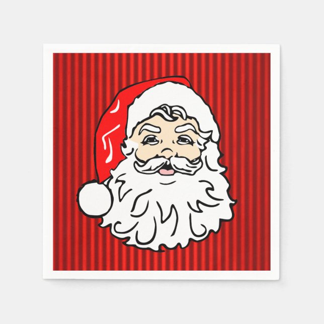 Retro Santa Face Red Napkins (Front)